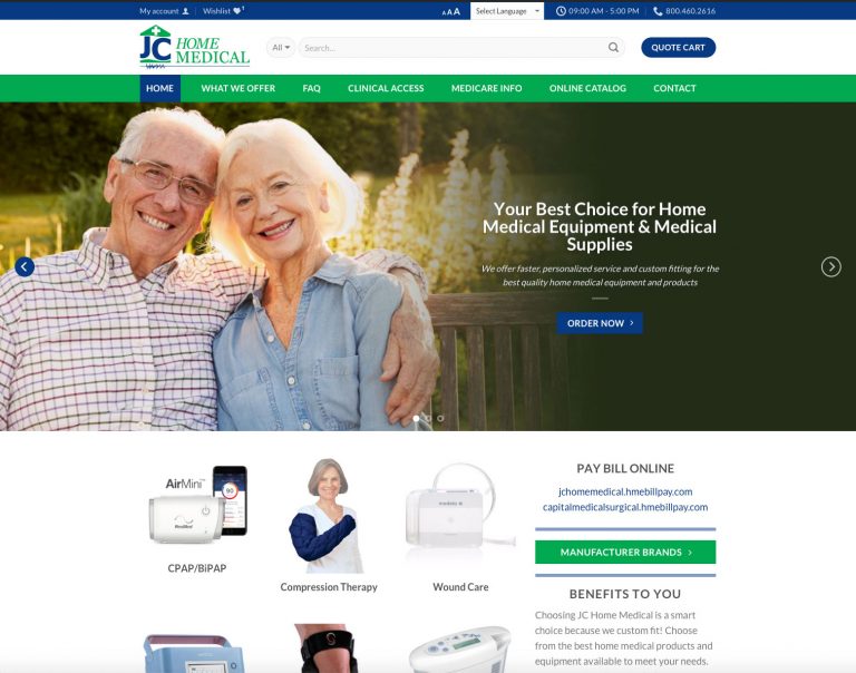 JC home medical website design in Jacksonville FL JC home medical website graphic