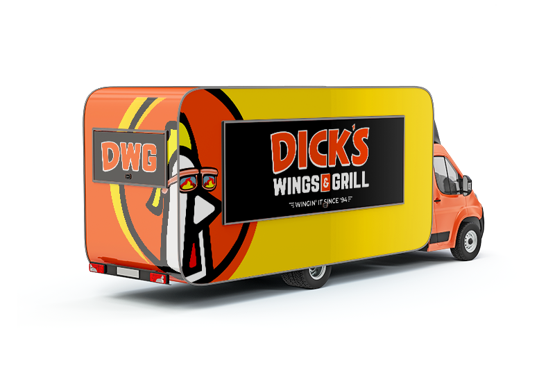 dwg truck dwg truck dicks wings and grill truck mockup logo rebrand refresh
